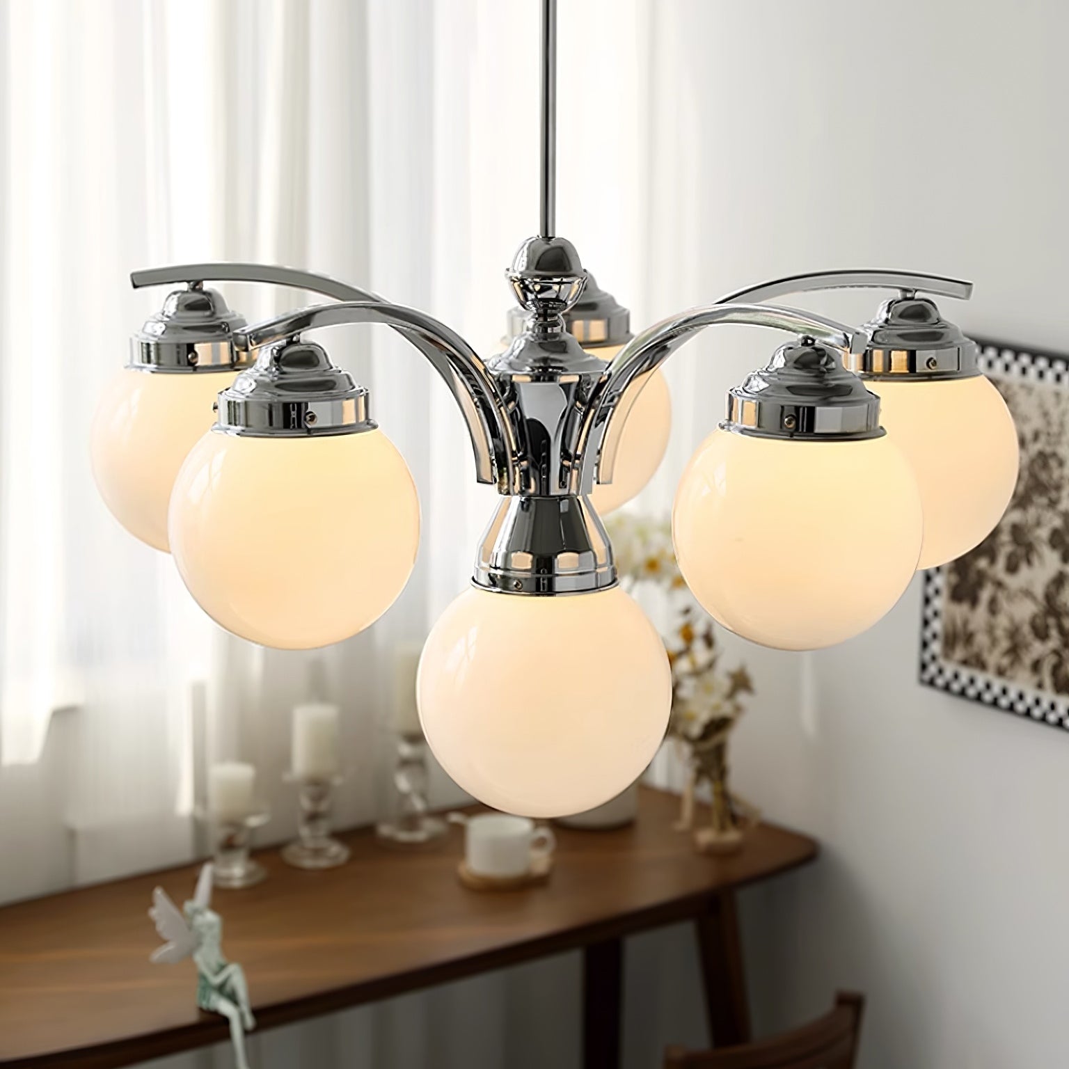 Eloria Round Pink and White Chandelier Elegant Glow - OpalDwell