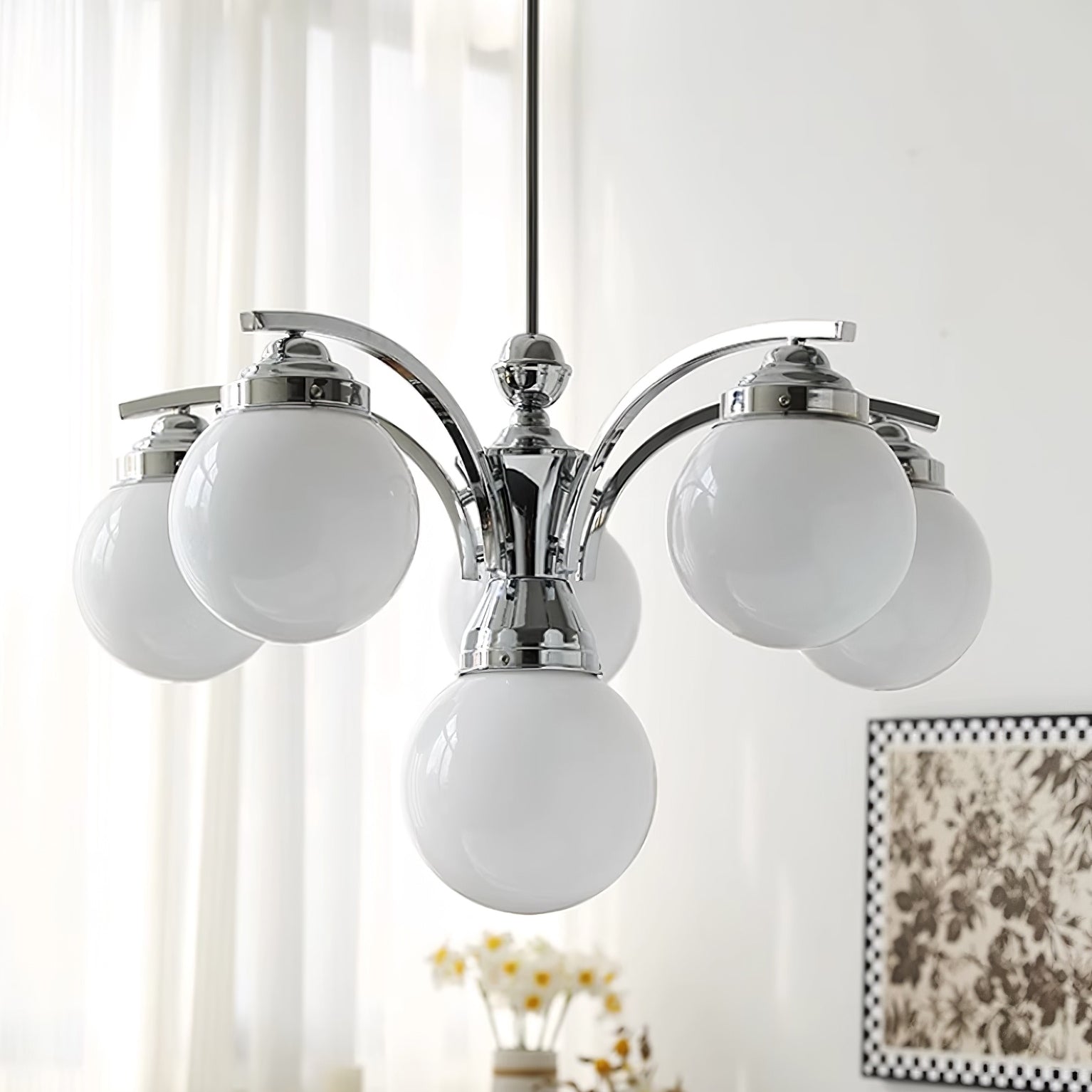 Eloria Round Pink and White Chandelier Elegant Glow - OpalDwell