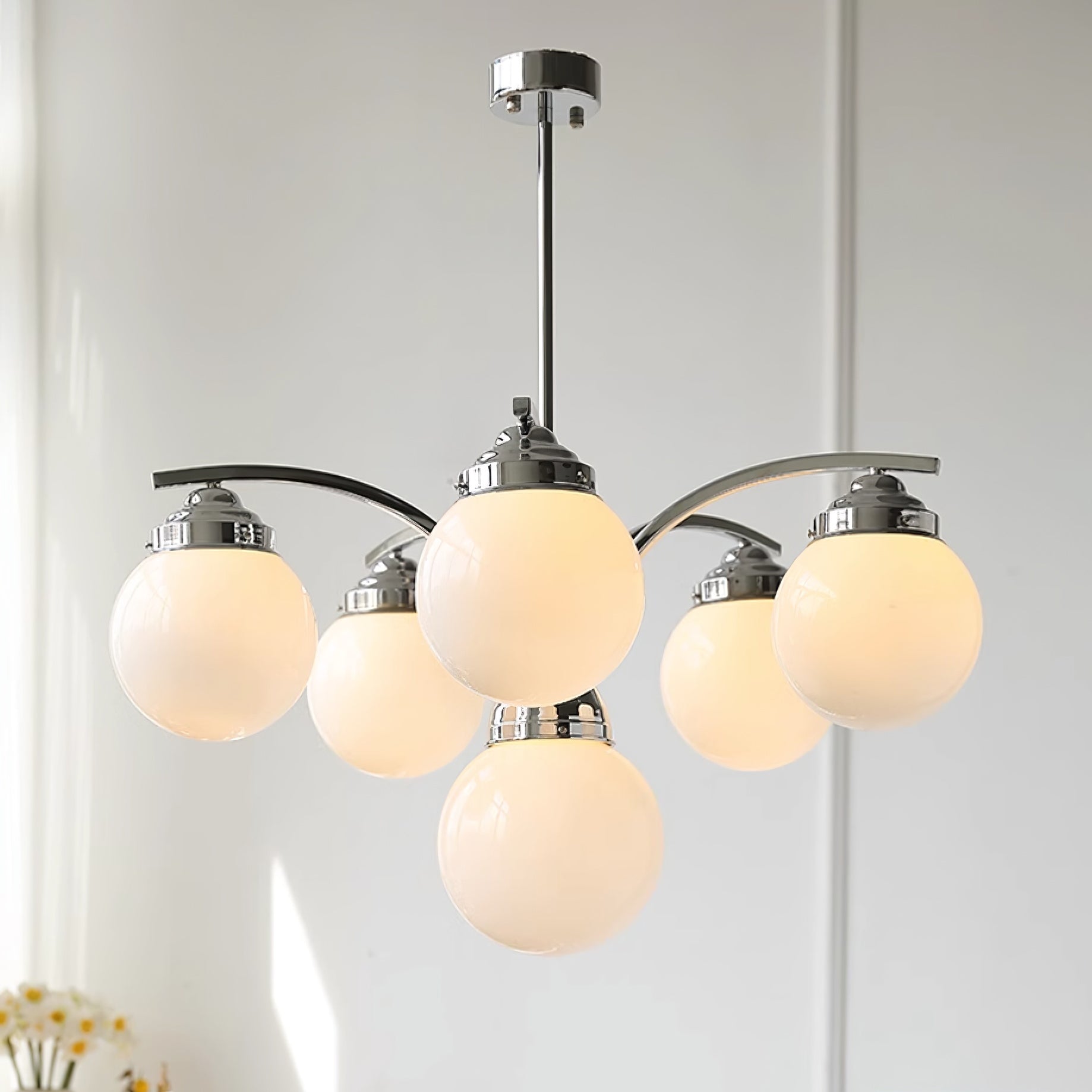Eloria Round Pink and White Chandelier Elegant Glow - OpalDwell