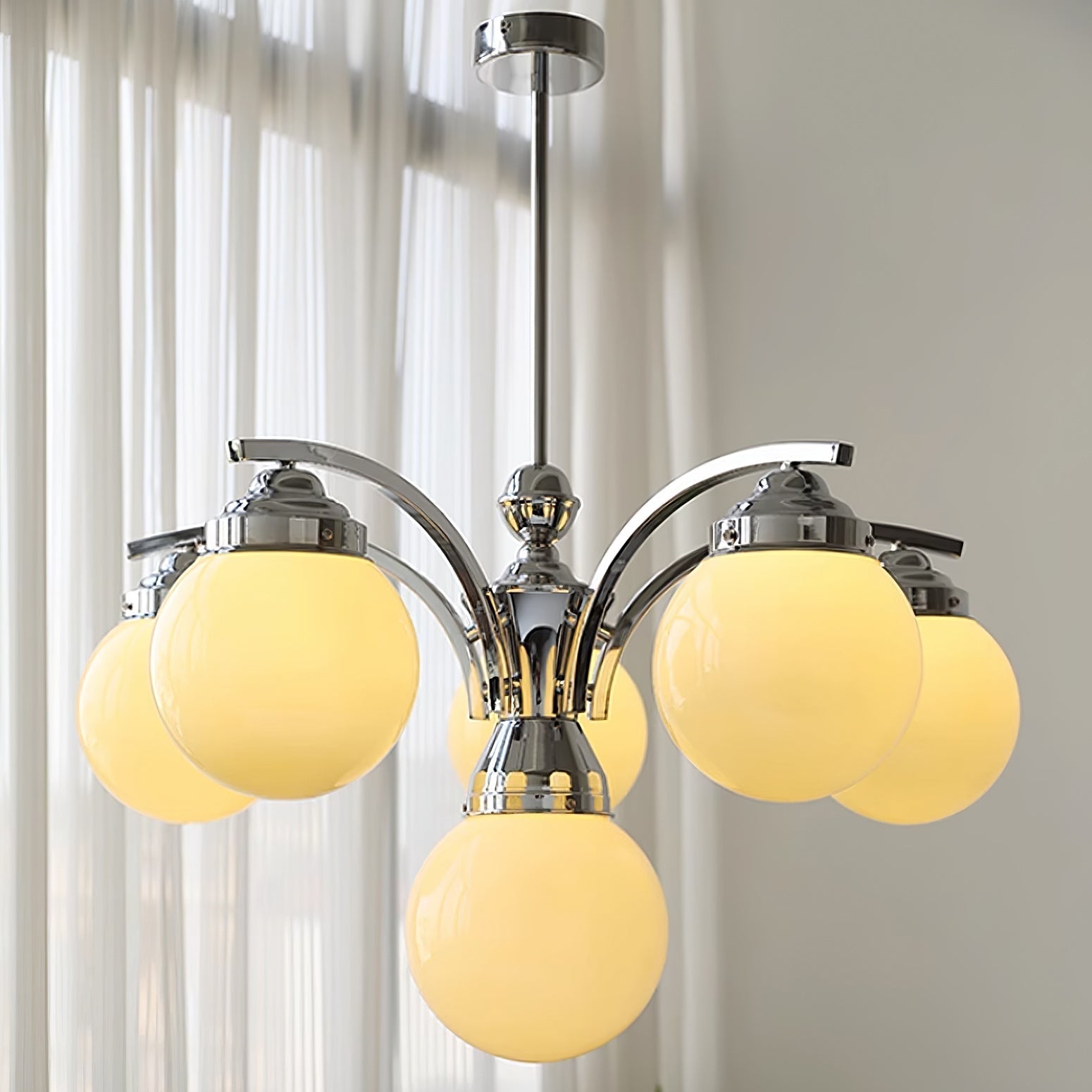 Eloria Round Pink and White Chandelier Elegant Glow - OpalDwell