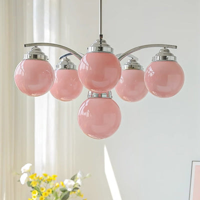 Eloria Round Pink and White Chandelier Elegant Glow - OpalDwell
