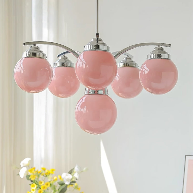 Eloria Round Pink and White Chandelier Elegant Glow - OpalDwell