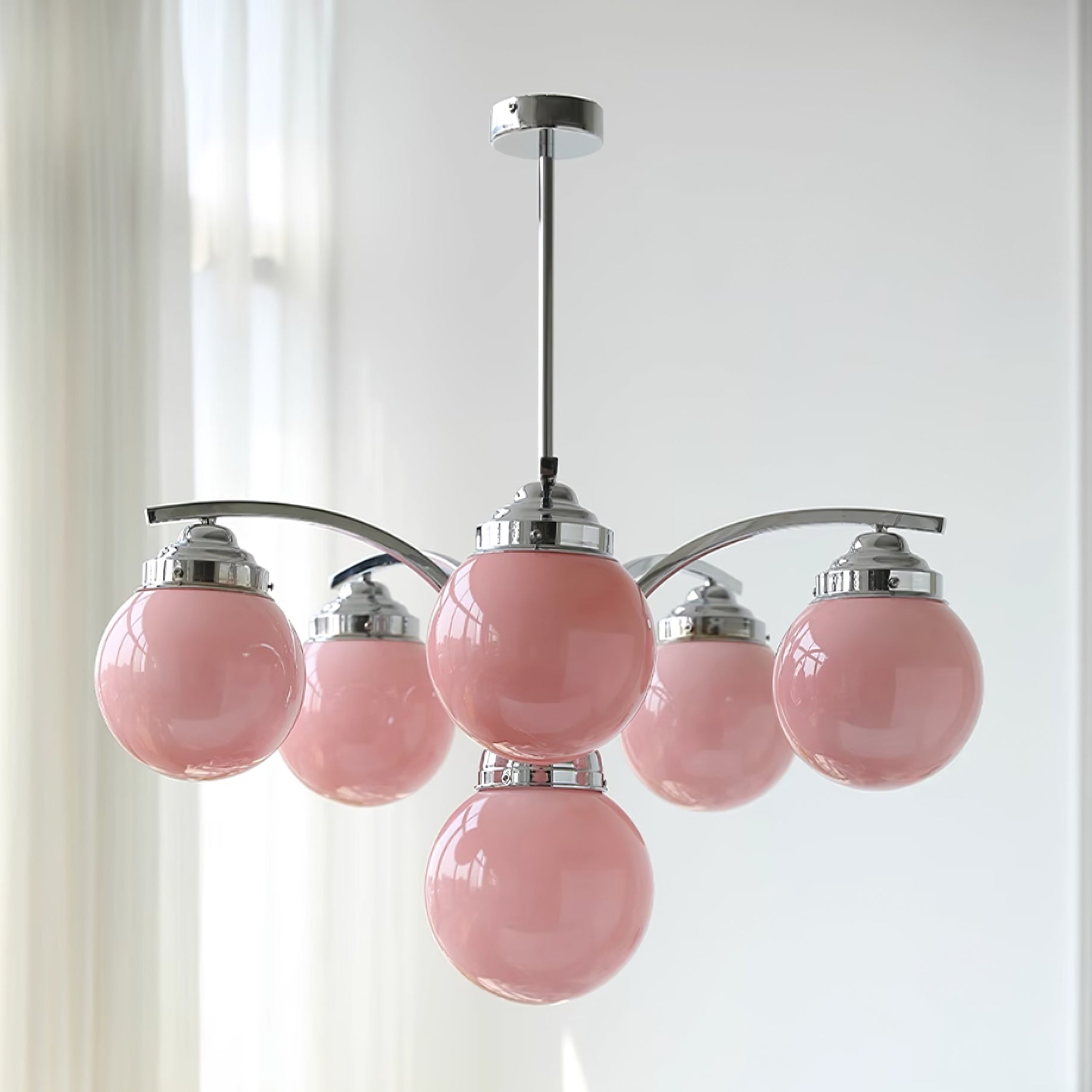 Eloria Round Pink and White Chandelier Elegant Glow - OpalDwell