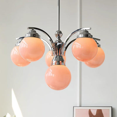 Eloria Round Pink and White Chandelier Elegant Glow - OpalDwell