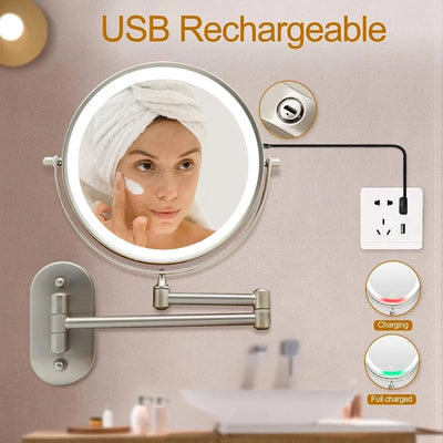 OnyxFlex Magnifying Vanity Mirror With Rechargeable LED OpalDwell