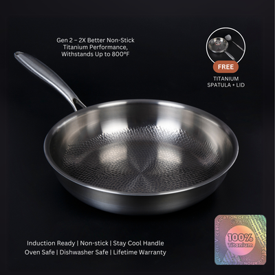 NovaTi Pure Titanium Interior Nonstick Frying Pan No Coatings Safe Cooking OpalDwell