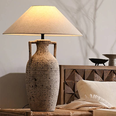 Textured Ceramic Table Lamp With Warm Ambient Lighting For Home Decor - OpalDwell