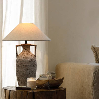Textured Ceramic Table Lamp With Warm Ambient Lighting For Home Decor - OpalDwell