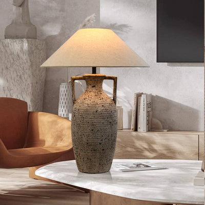 Textured Ceramic Table Lamp With Warm Ambient Lighting For Home Decor - OpalDwell