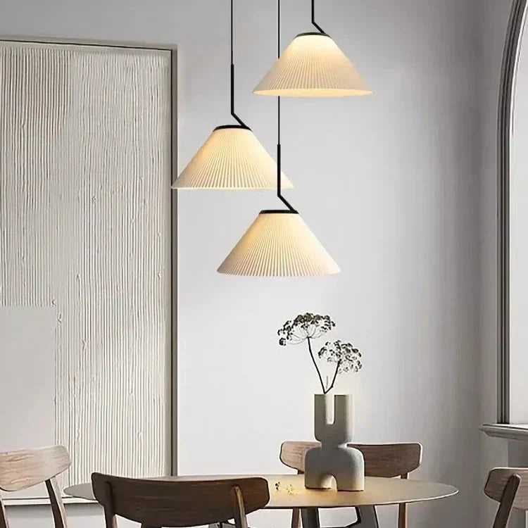 Caelara Soft Pleated Ceiling Pendant Light In Cream - OpalDwell