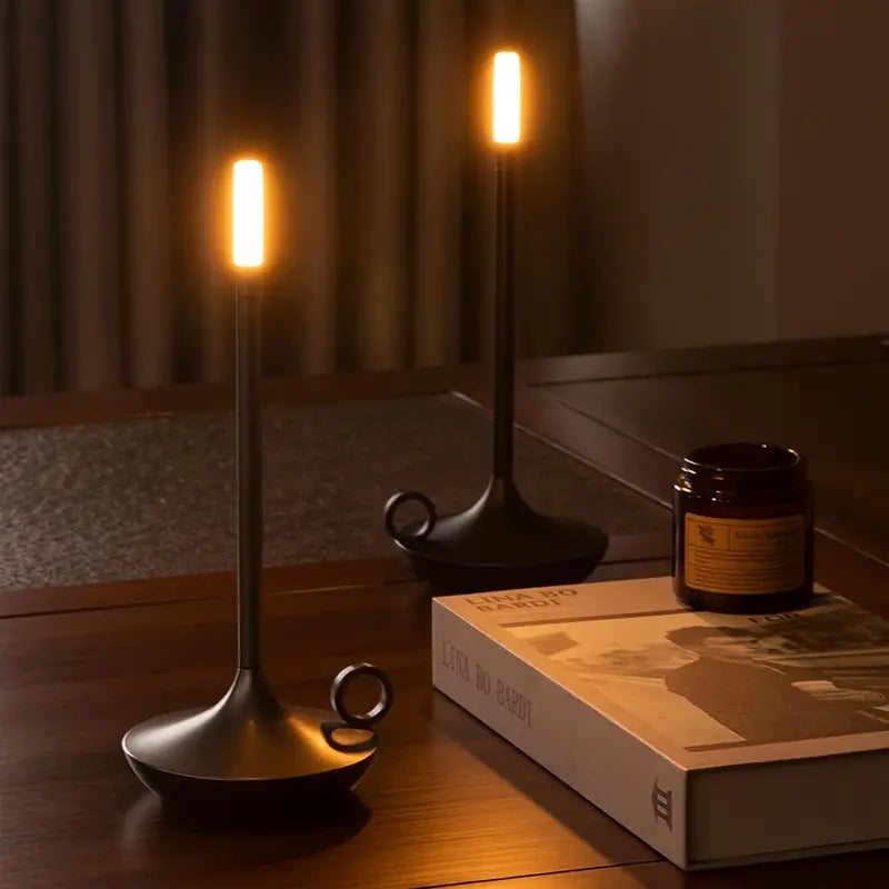 Rechargeable LumaCove Candle-Style LED Table Lamp Minimalist - OpalDwell