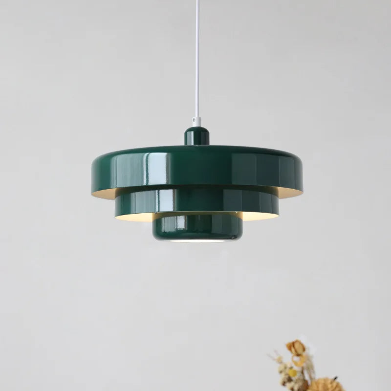 Aureli | Tiered Pendant Light In Bold Orange, Forest Green And White - OpalDwell