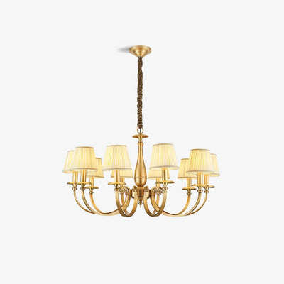 Timeless Brass Chandelier With Fabric Shades For Elegant Ceiling Light OpalDwell