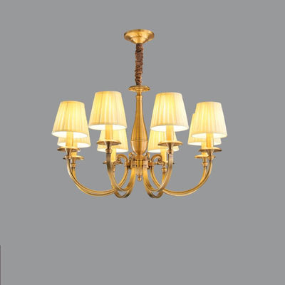 Timeless Brass Chandelier With Fabric Shades For Elegant Ceiling Light OpalDwell