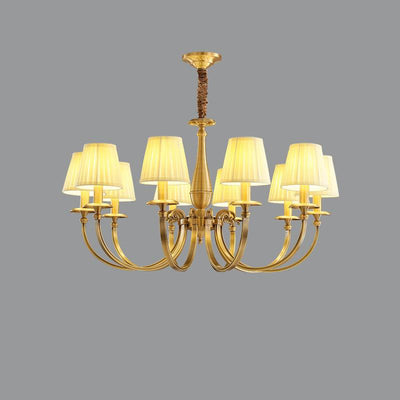 Timeless Brass Chandelier With Fabric Shades For Elegant Ceiling Light OpalDwell
