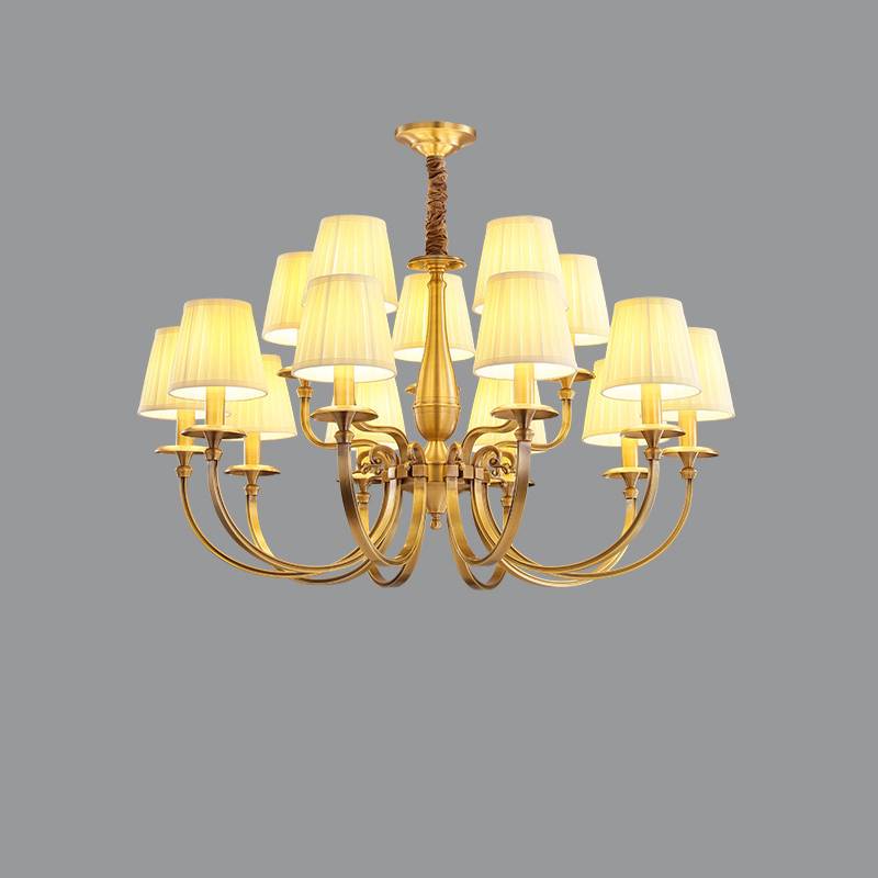 Timeless Brass Chandelier With Fabric Shades For Elegant Ceiling Light OpalDwell