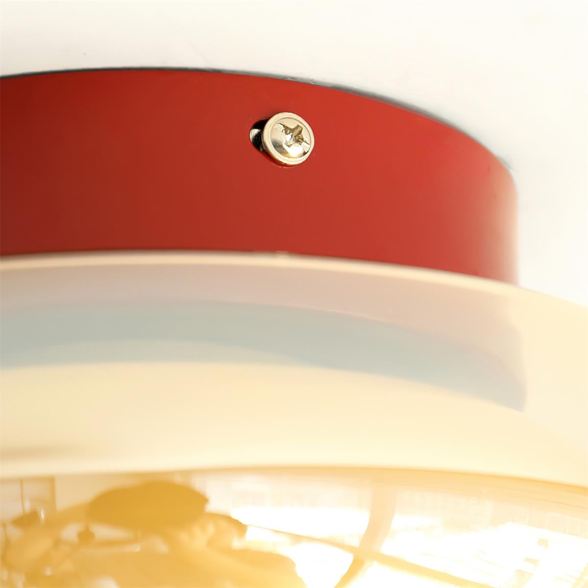 LumaNova Retro Glass Flush Mount Light Cognac Red Band - OpalDwell