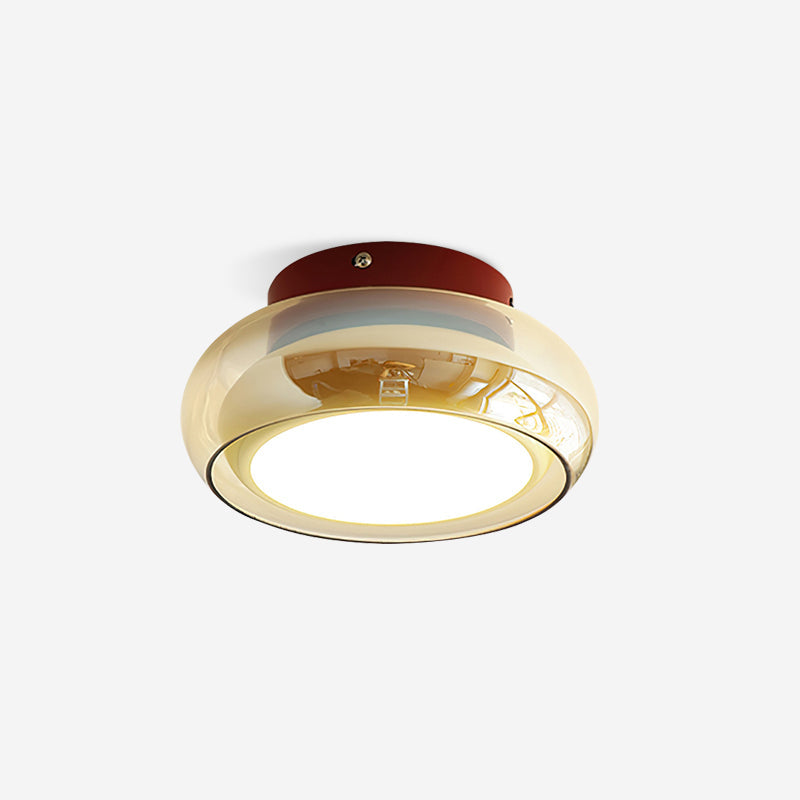 LumaNova Retro Glass Flush Mount Light Cognac Red Band - OpalDwell