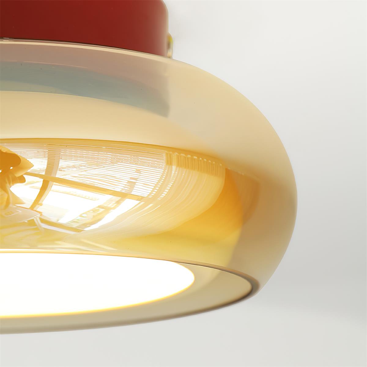 LumaNova Retro Glass Flush Mount Light Cognac Red Band - OpalDwell