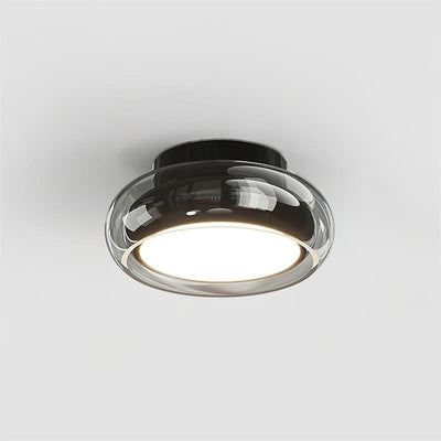LumaNova Retro Glass Flush Mount Light Cognac Red Band - OpalDwell