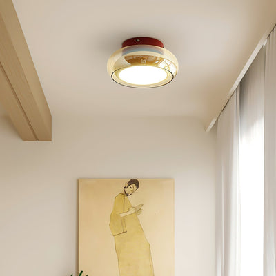 LumaNova Retro Glass Flush Mount Light Cognac Red Band - OpalDwell
