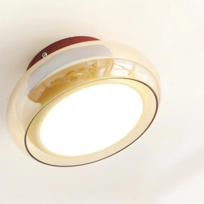 LumaNova Retro Glass Flush Mount Light Cognac Red Band - OpalDwell