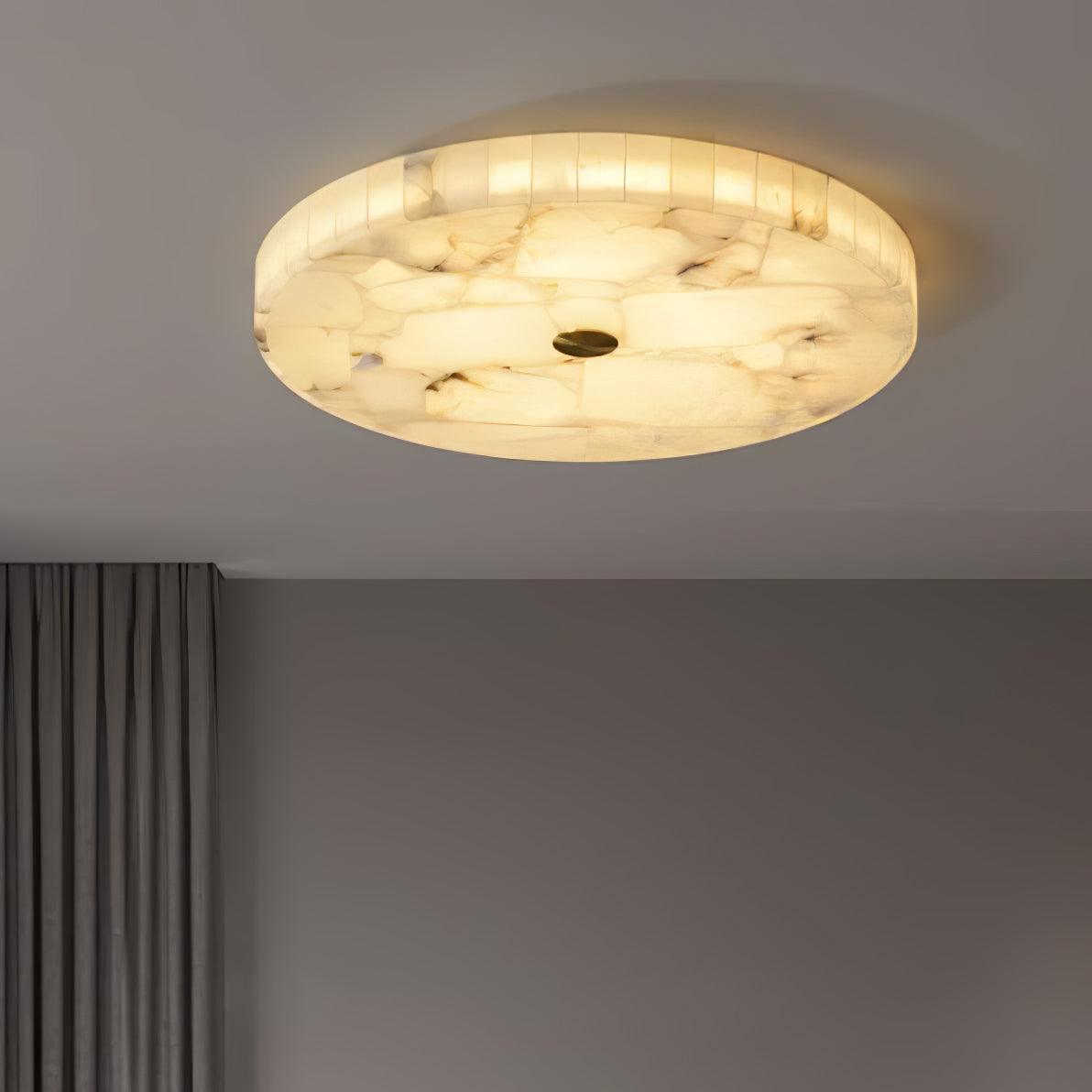 Asterra Classic Circular Round Alabaster Ceiling Lamp - OpalDwell