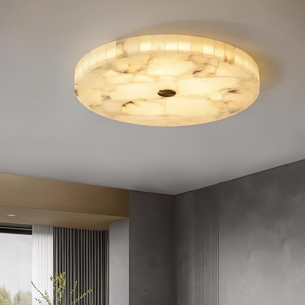 Asterra Classic Circular Round Alabaster Ceiling Lamp - OpalDwell