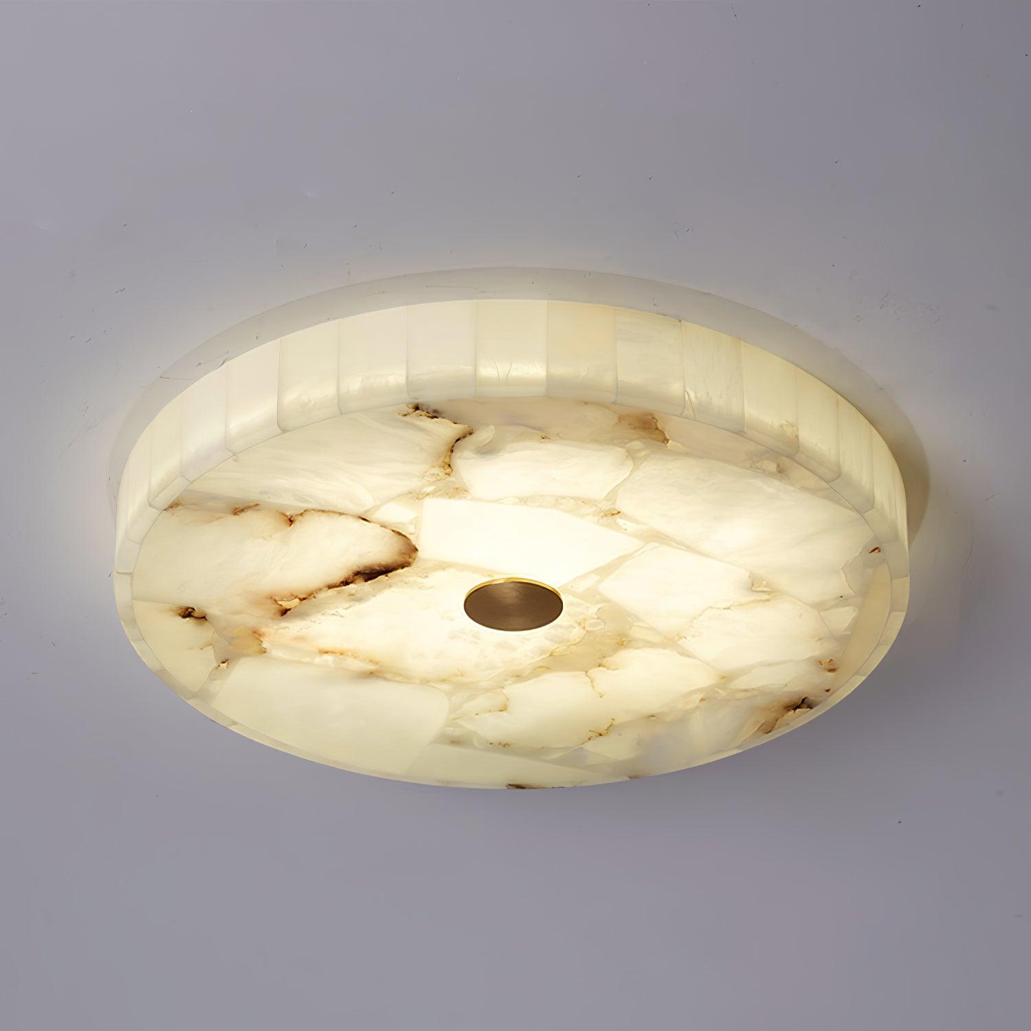 Asterra Classic Circular Round Alabaster Ceiling Lamp - OpalDwell