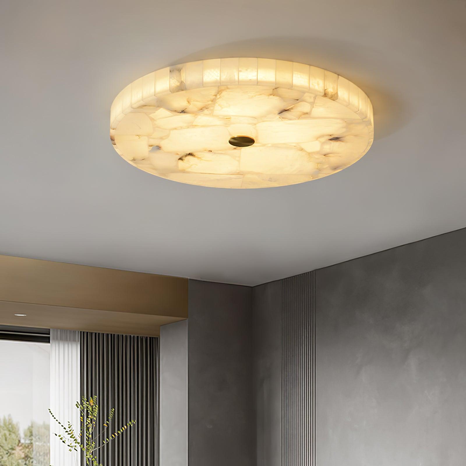 Asterra Classic Circular Round Alabaster Ceiling Lamp - OpalDwell