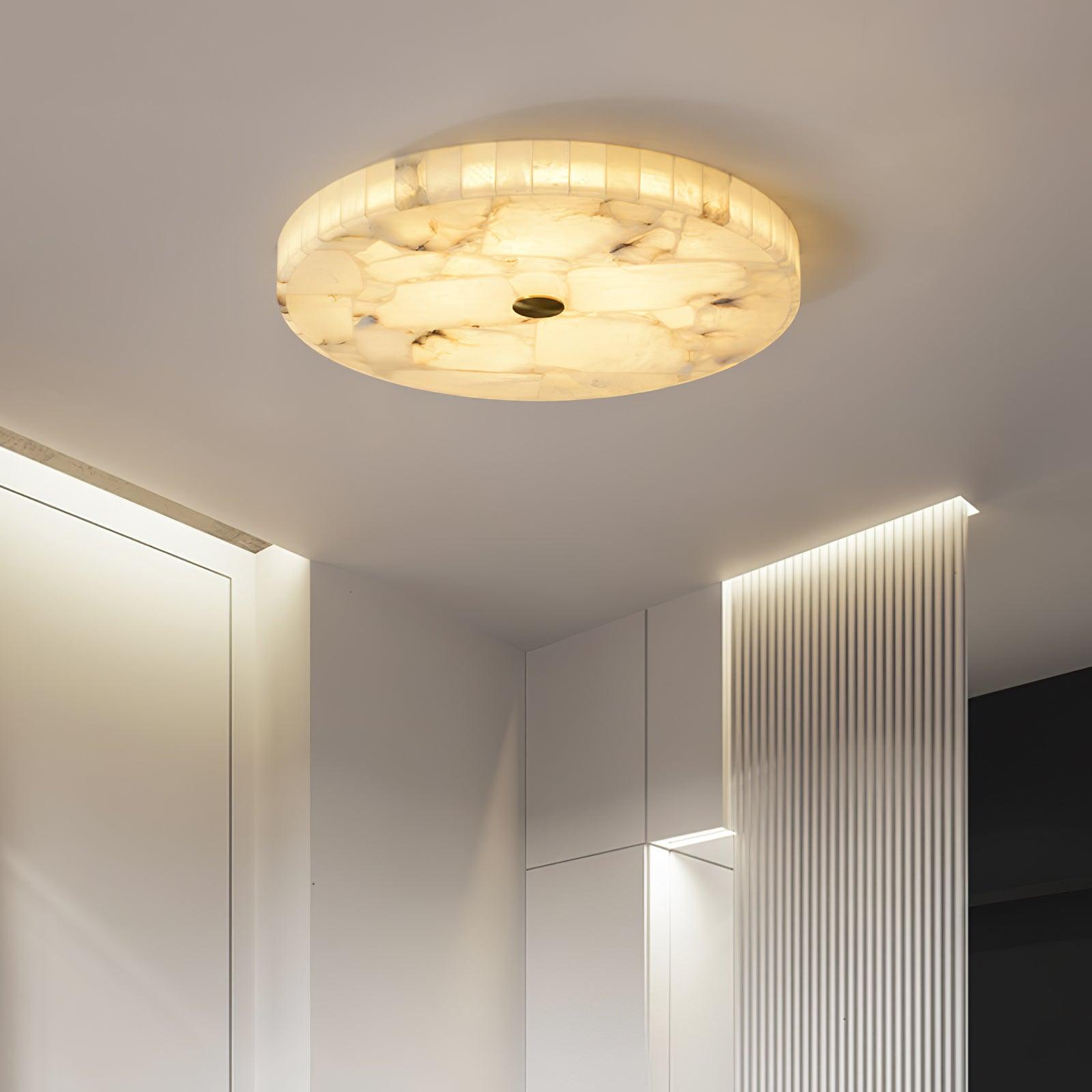 Asterra Classic Circular Round Alabaster Ceiling Lamp - OpalDwell