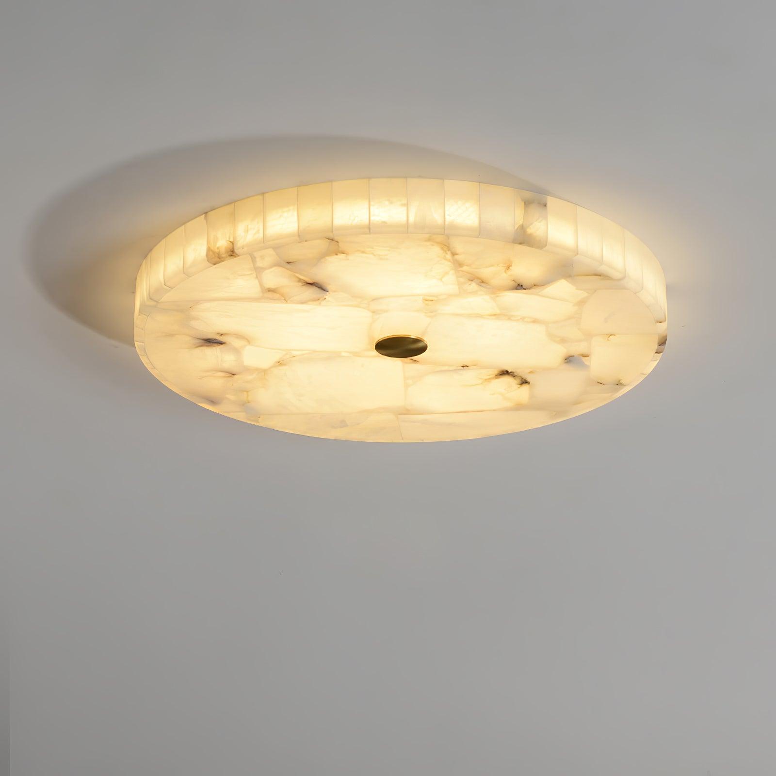 Asterra Classic Circular Round Alabaster Ceiling Lamp - OpalDwell
