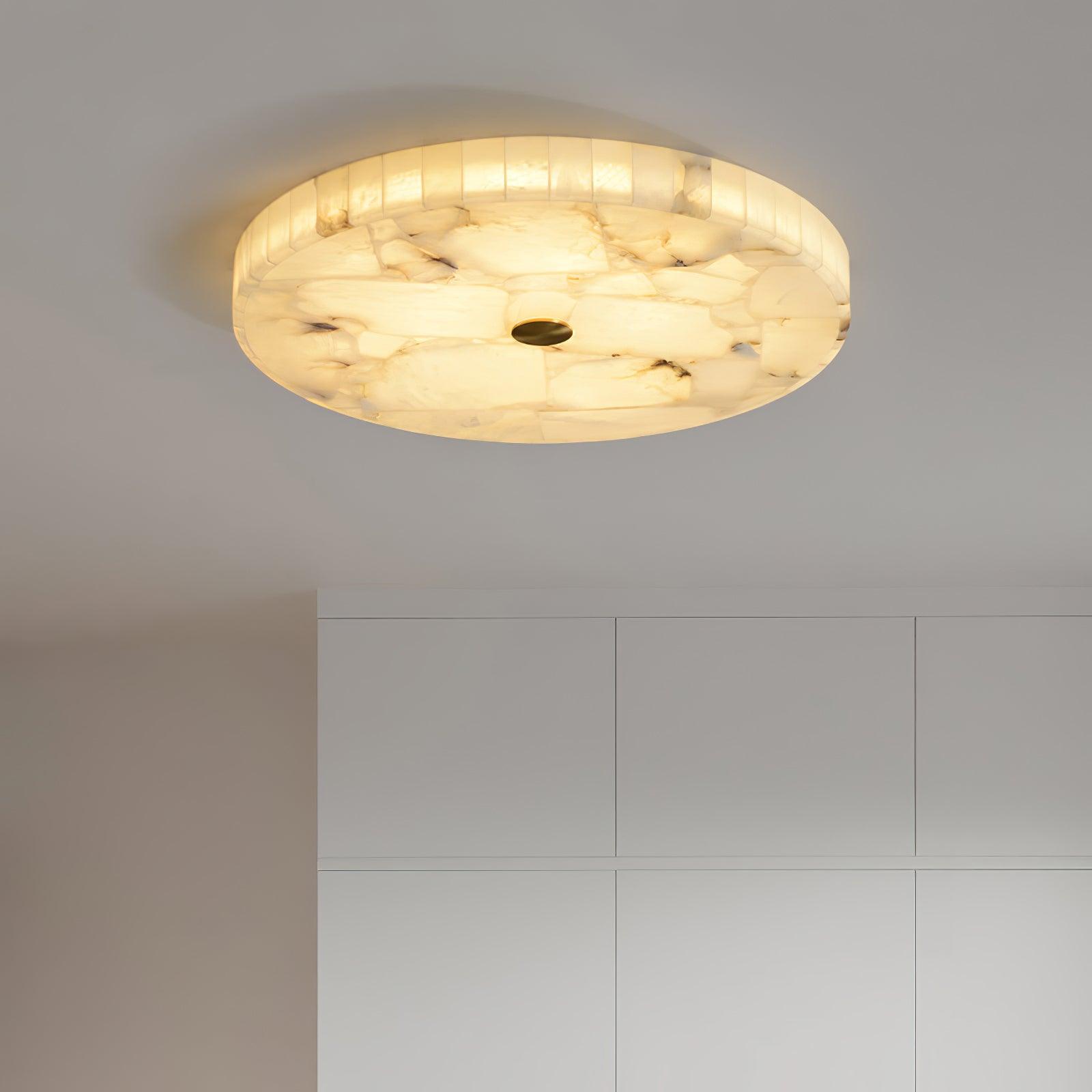 Asterra Classic Circular Round Alabaster Ceiling Lamp - OpalDwell