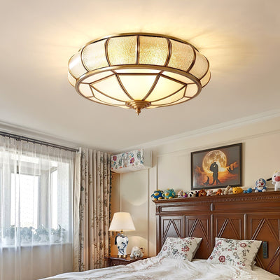 LumiraGlass Round Ceiling Light Textured Glass Finish - OpalDwell