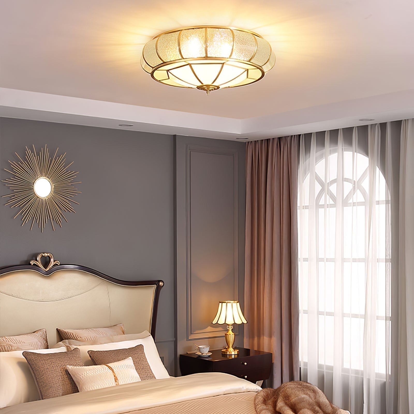 LumiraGlass Round Ceiling Light Textured Glass Finish - OpalDwell