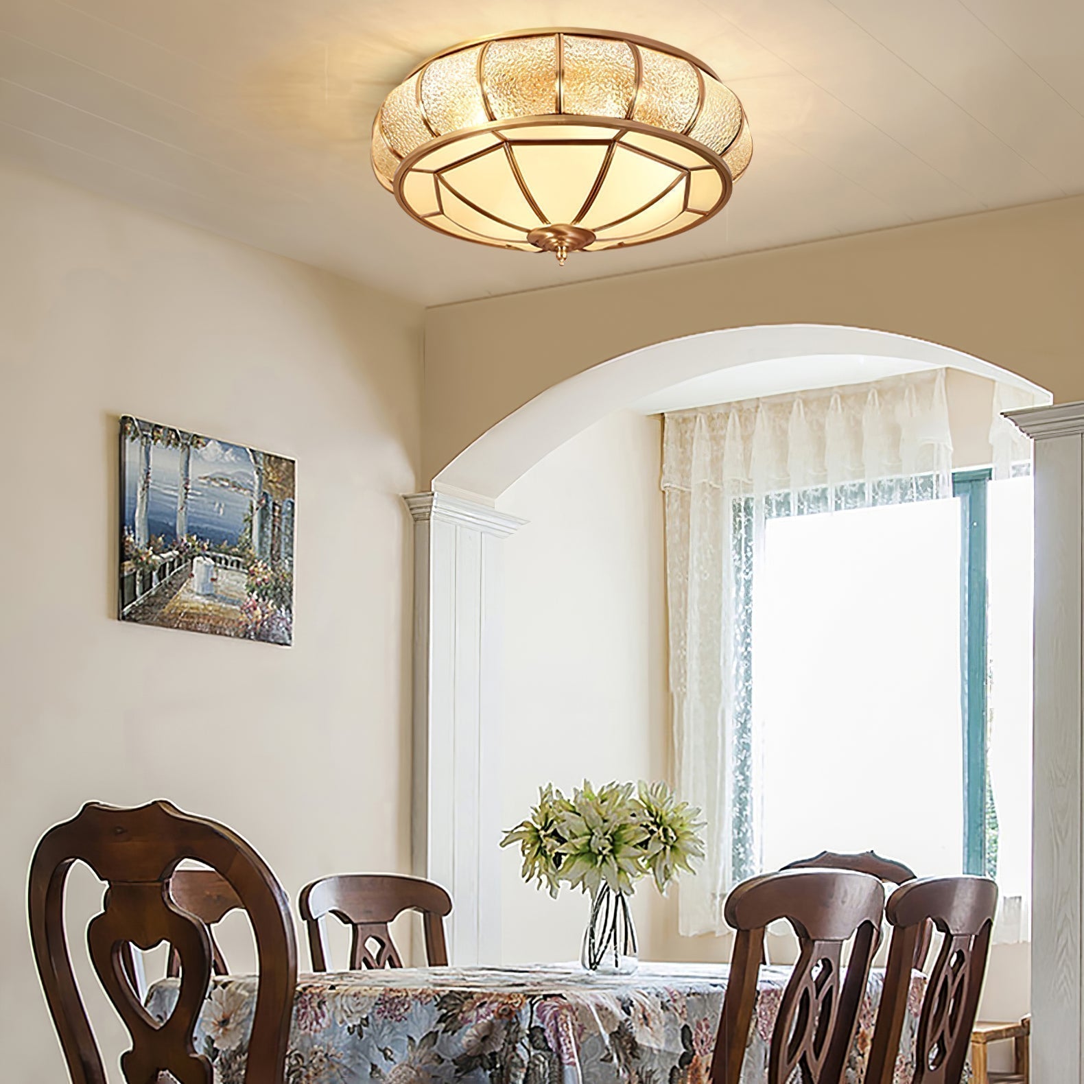 LumiraGlass Round Ceiling Light Textured Glass Finish - OpalDwell