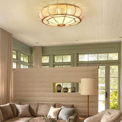 LumiraGlass Round Ceiling Light Textured Glass Finish - OpalDwell