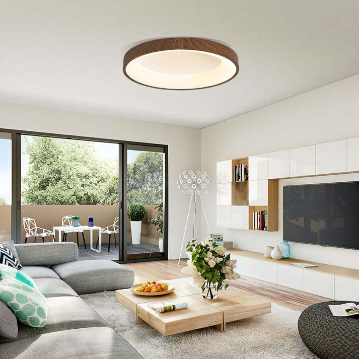 Elmora Circular Wood Ceiling Light With Warm LED Ambience - OpalDwell