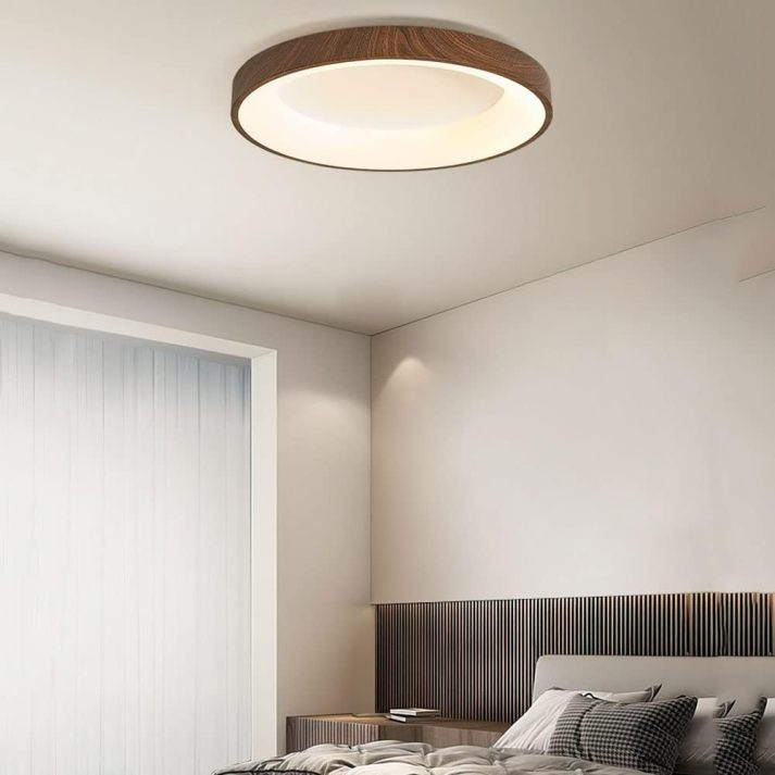 Elmora Circular Wood Ceiling Light With Warm LED Ambience - OpalDwell