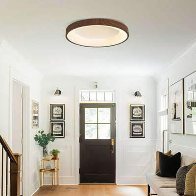 Elmora Circular Wood Ceiling Light With Warm LED Ambience - OpalDwell