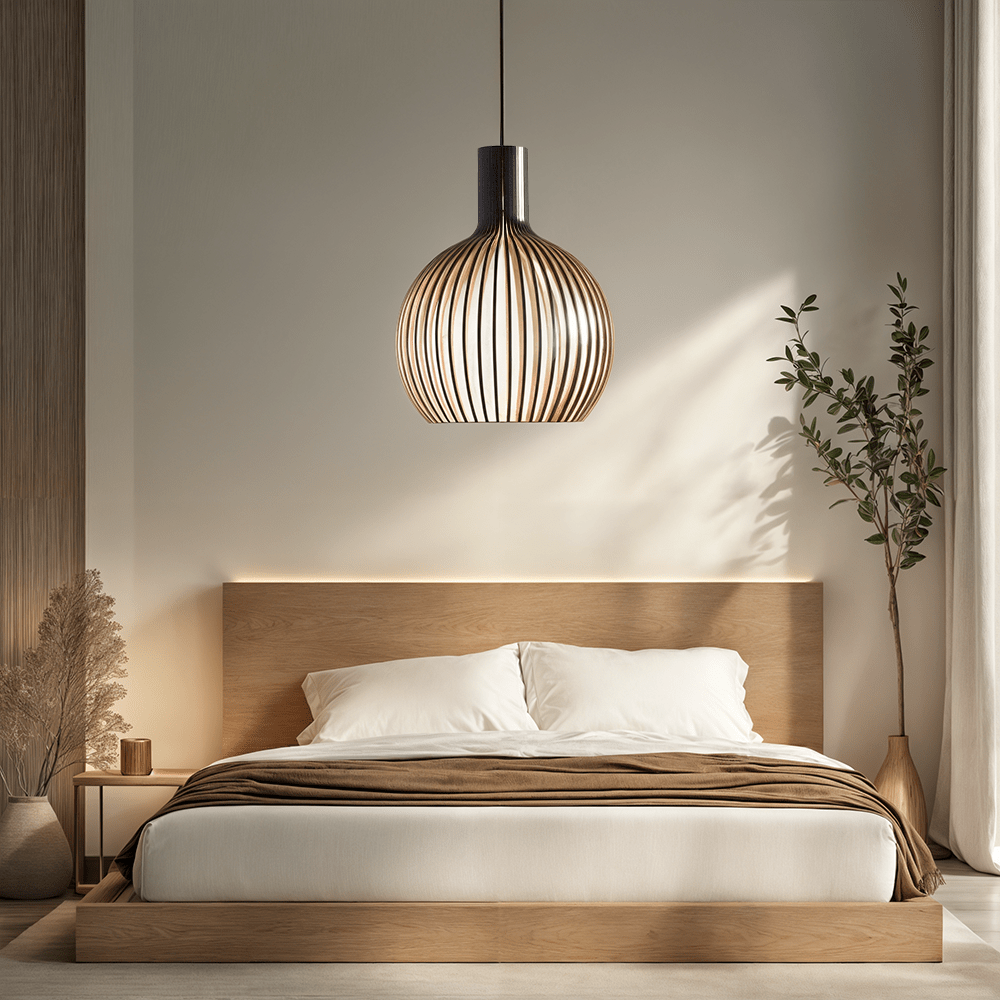 Lyrawood Bamboo Cage Pendant Light Adjustable for Kitchen - OpalDwell