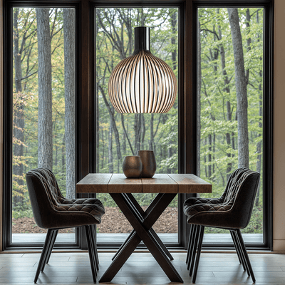 Lyrawood Bamboo Cage Pendant Light Adjustable for Kitchen - OpalDwell
