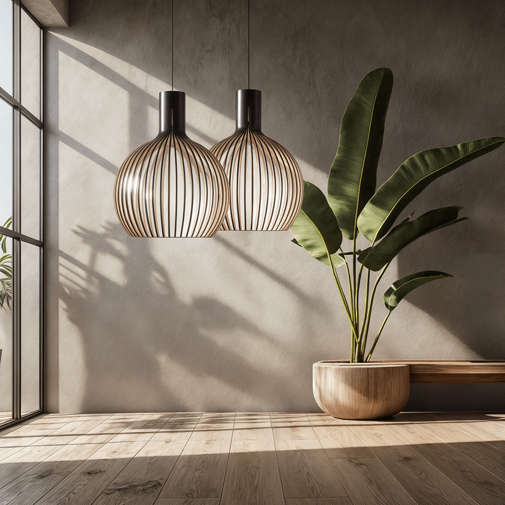 Lyrawood Bamboo Cage Pendant Light Adjustable for Kitchen - OpalDwell