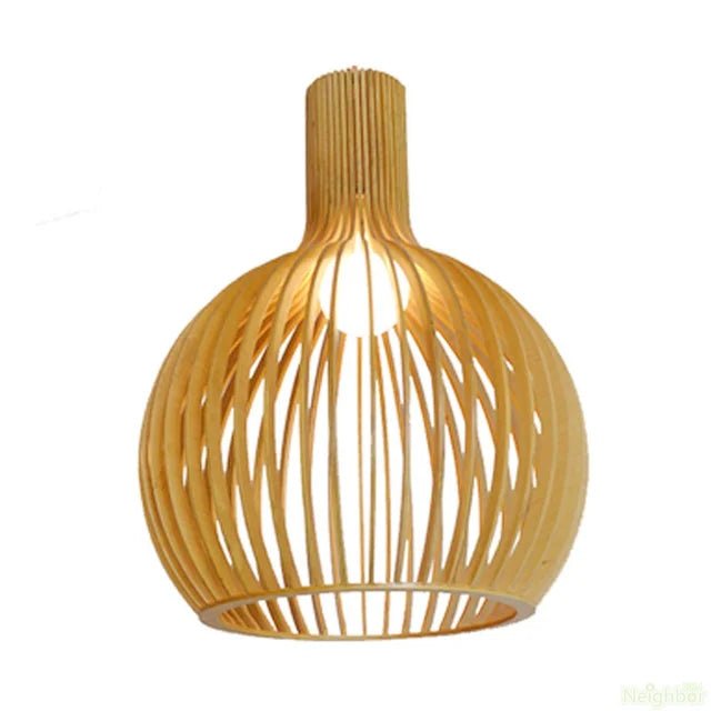 Lyrawood Bamboo Cage Pendant Light Adjustable for Kitchen - OpalDwell