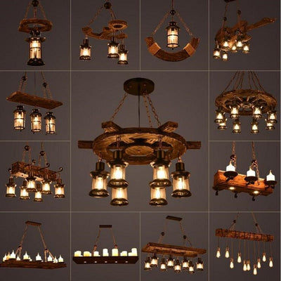Vintage Industrial Wood LED Ceiling Light | OpalDwell OpalDwell