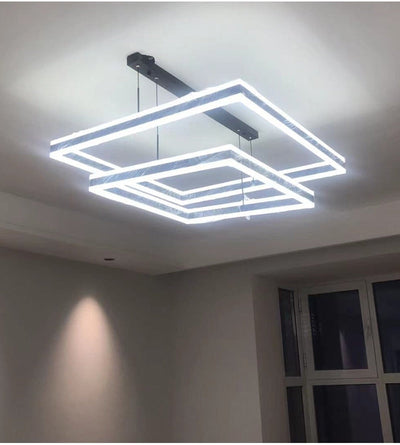 AstraLuxe Modern Square LED Chandelier for Living Room - OpalDwell