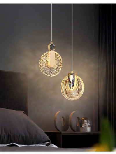 Aurelia Gold LED Crystal Round Pendant Hanging Light - OpalDwell