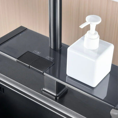 Ravelle Digital Kitchen Faucet in Black and Rose Gold OpalDwell