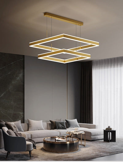 AstraLuxe Modern Square LED Chandelier for Living Room - OpalDwell