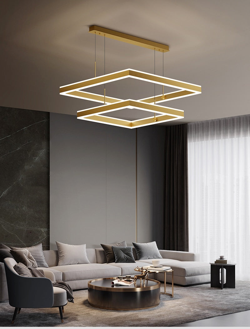 AstraLuxe Modern Square LED Chandelier for Living Room - OpalDwell
